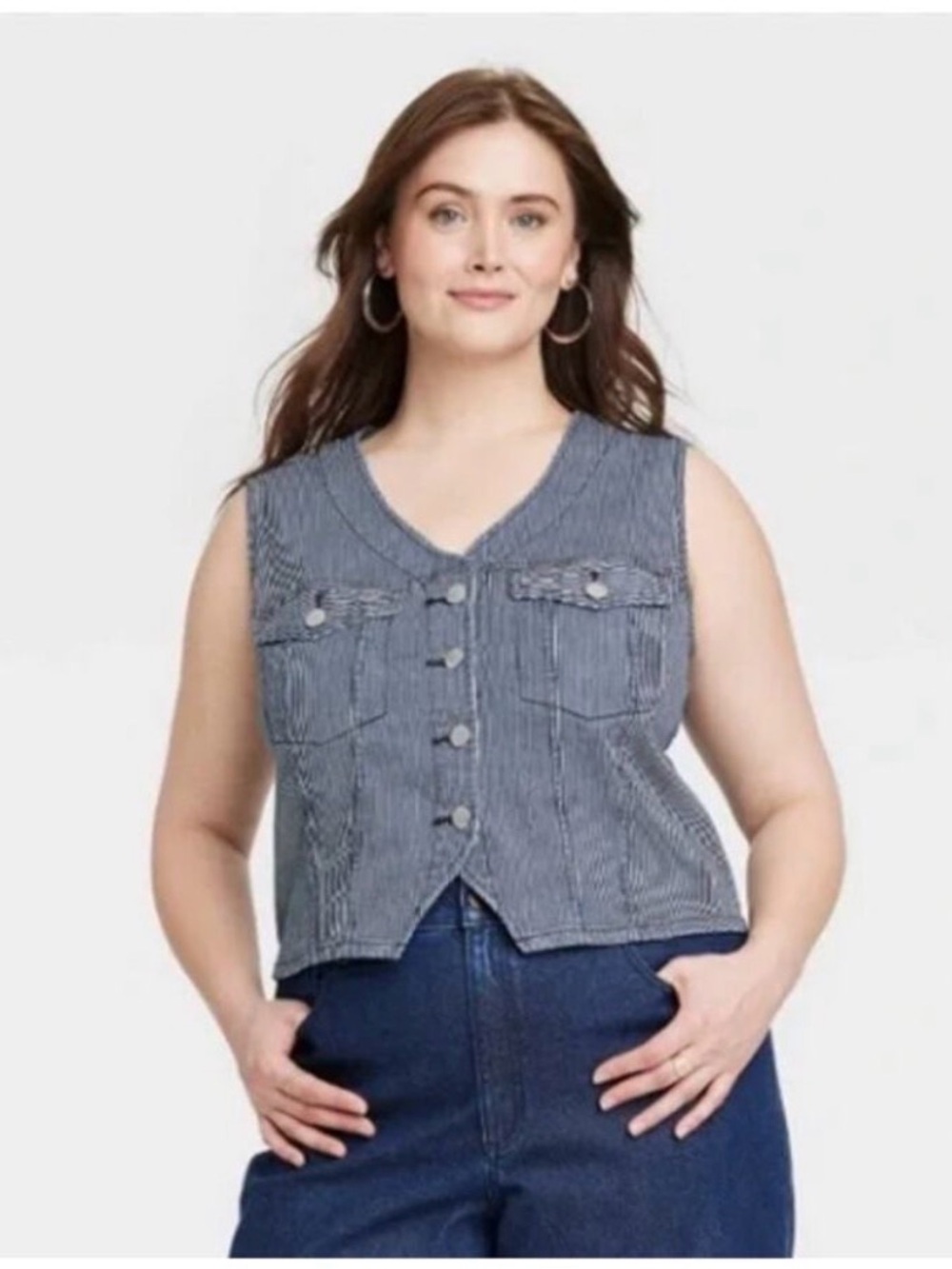 Universal Thread Blue Striped Denim Vest